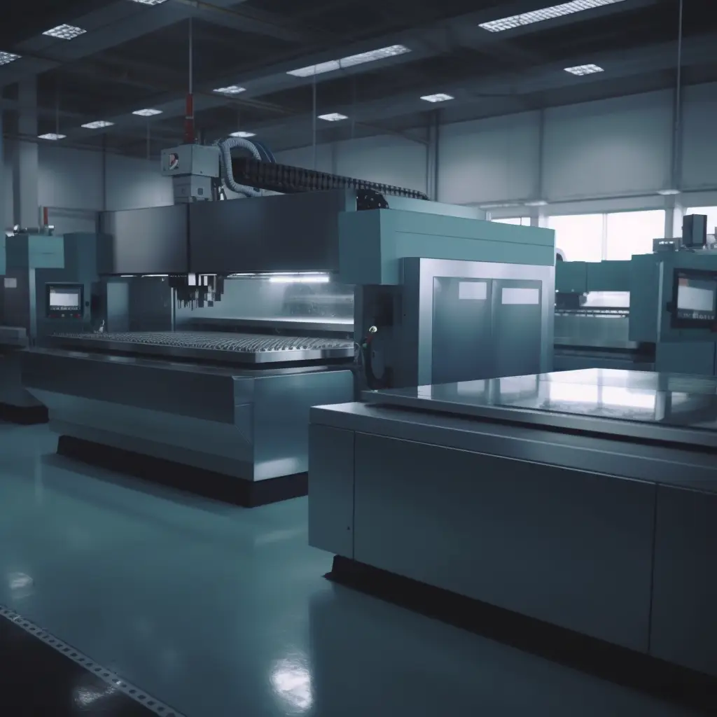Machine industrielle haute technologie dans un environnement de production moderne, illustrant les solutions de leasing et financement d’équipements pour l’industrie en Suisse avec Ecofina.