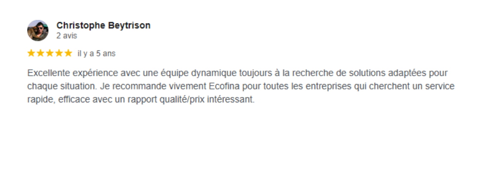 Avis Client Ecofina 8
